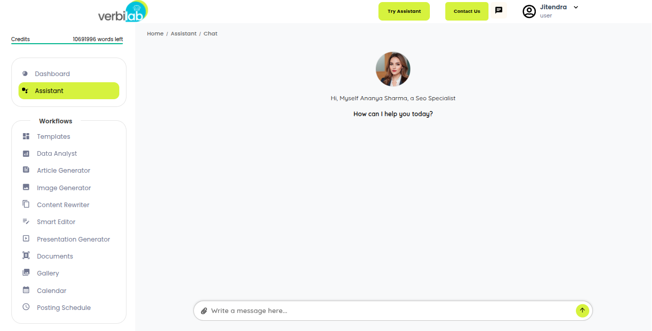 Verbilab Assistant Dashboard